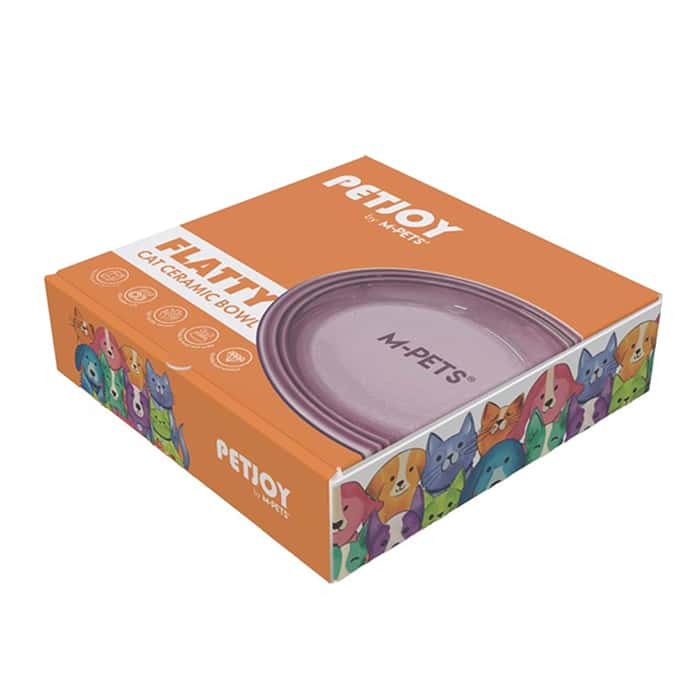 ظرف غذا و آب سرامیکی گربه-سگ M-Pets Petjoy Flatty بنفش 500 میلی لیتر