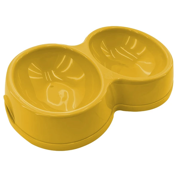 8566 ظرف غذای گربه/سگ دوتایی زرد