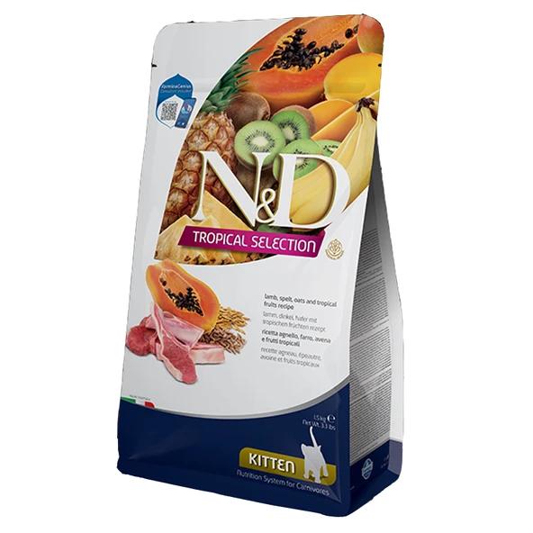 غذای بچه گربه با میوه گرمسیری N&D بره...