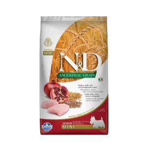 N&D Düşük Tahıllı Tavuklu Narlı Yaşlı Mini Köpek Maması 2.5 Kg - Resim 1